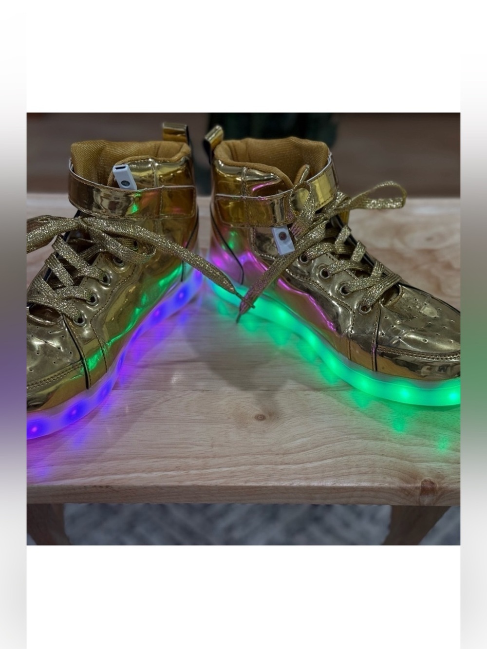 Gold Light-Up Sneakers with Multicolor LED Soles - Picture 2 of 7